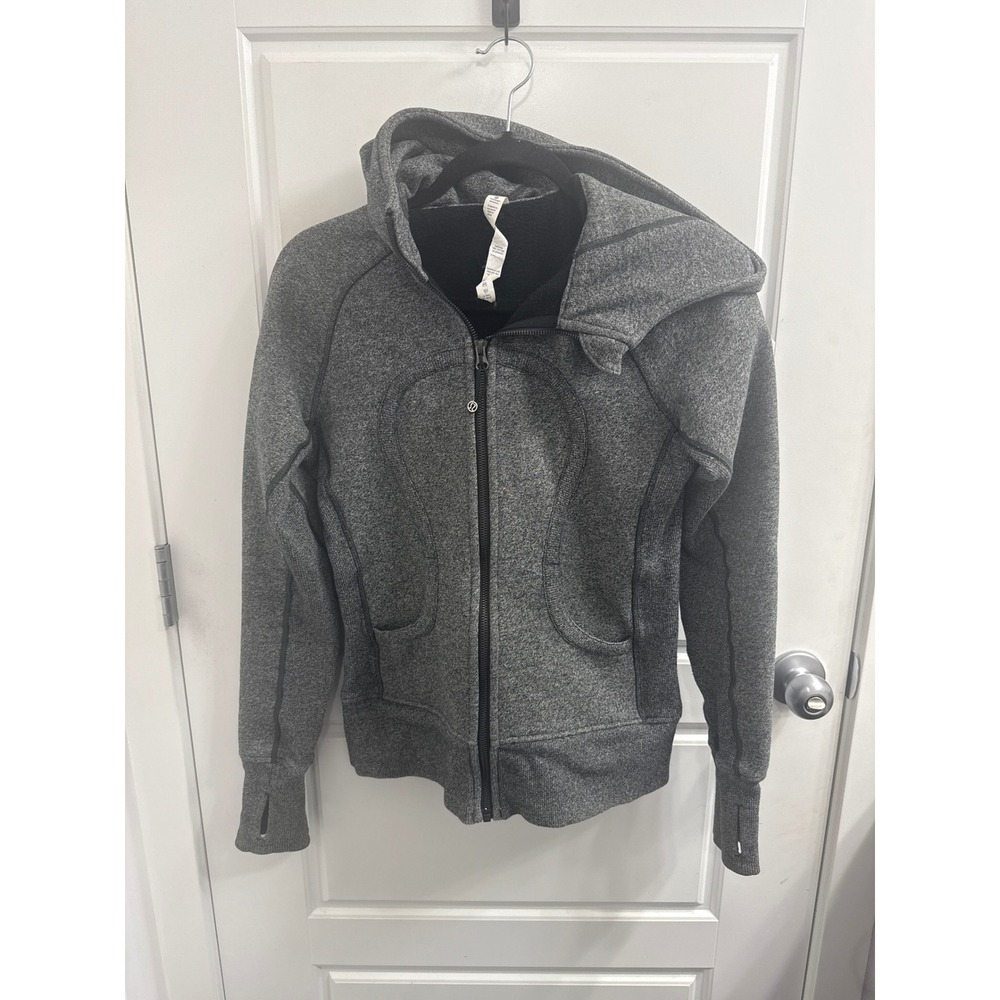 Lululemon Scuba Full Zip Hoodie Heathered Grey Tech Fleece Jacket Size 6